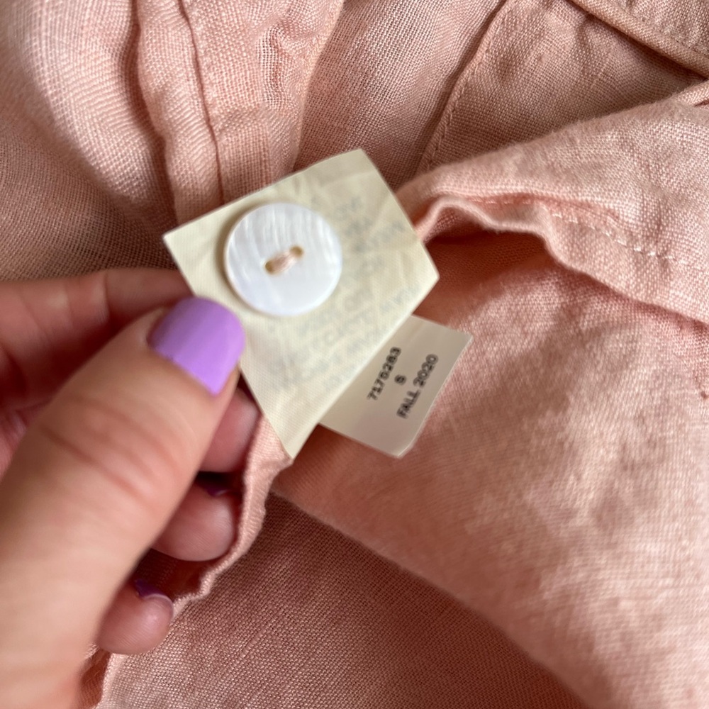 Serena & Lily 100% Linen Set Blush Pink Top & Pants Size S Coastal Resort Lounge - Picture 6 of 15